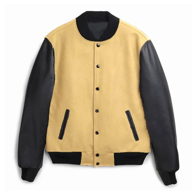 Herren Varsity‑Bomberjacke im College‑Stil mit Wollkörper und Lederärmeln Nord Taschen