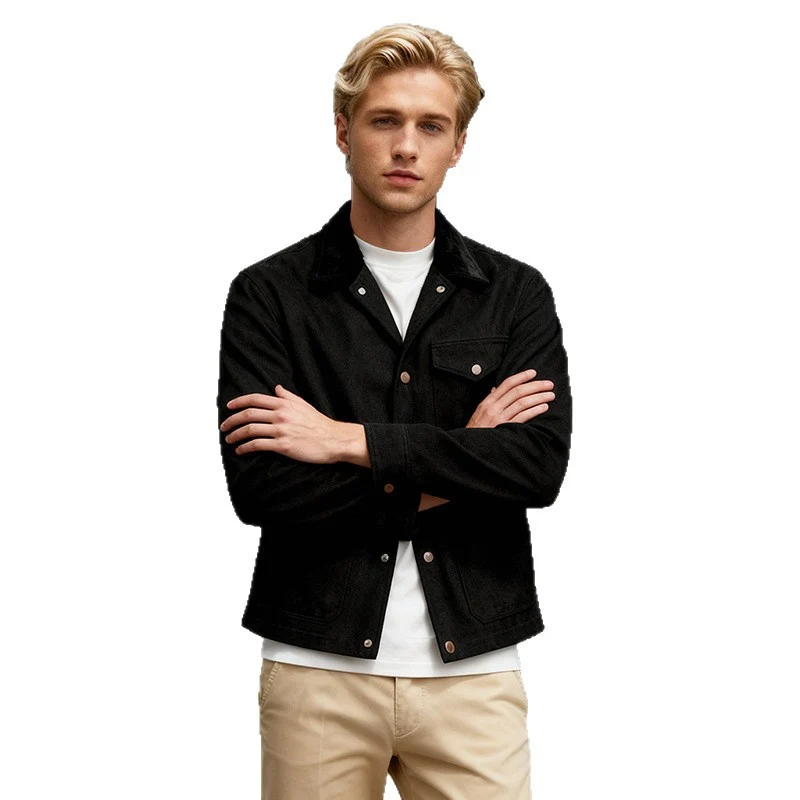 Herren Utility-Overshirt aus schwerer Canvas mit Cordkragen und Druckknopfverschluss Nord Taschen