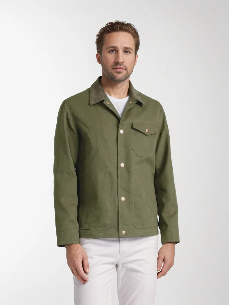 Herren Utility-Overshirt aus schwerer Canvas mit Cordkragen und Druckknopfverschluss Nord Taschen
