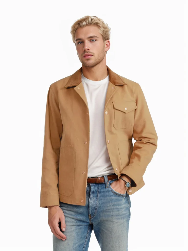 Herren Utility-Overshirt aus schwerer Canvas mit Cordkragen und Druckknopfverschluss Nord Taschen