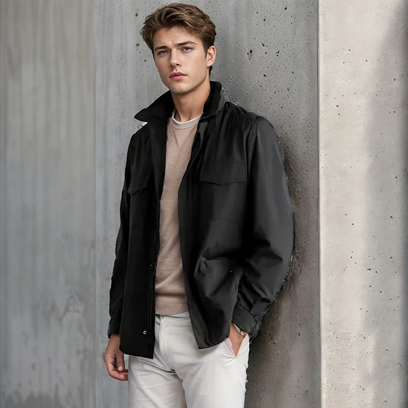 Herren Utility‑Fieldjacke mit verdecktem Reißverschluss, Druckknopfleiste und Multifunktions‑Taschen Nord Taschen