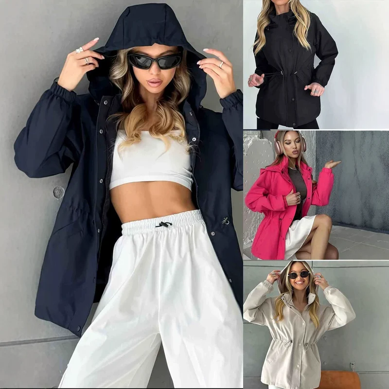 Damen Kapuzen-Parka mit Taillenzug und windabweisender Außenhülle Nord Taschen