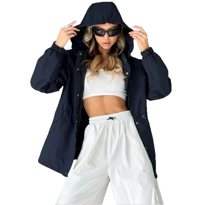 Damen Kapuzen-Parka mit Taillenzug und windabweisender Außenhülle Nord Taschen