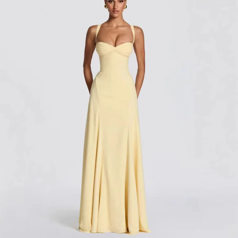 Damen Elegantes Maxikleid mit herzförmigem Ausschnitt und fließendem Stoff - Vittorelli