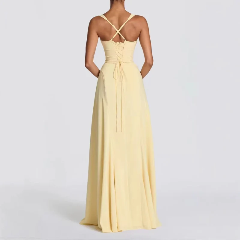 Damen Elegantes Maxikleid mit herzförmigem Ausschnitt und fließendem Stoff - Vittorelli