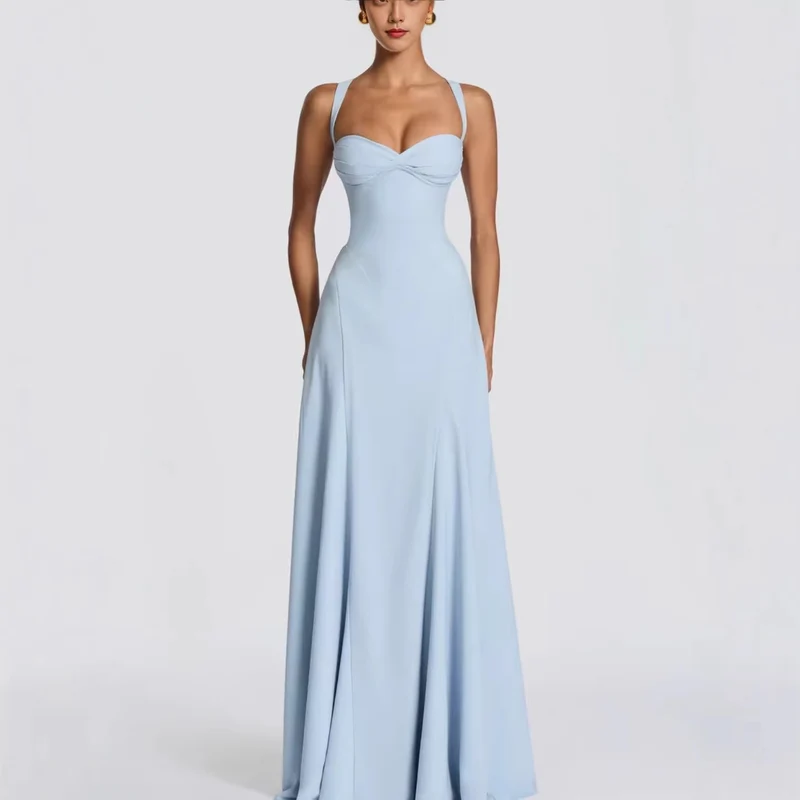 Damen Elegantes Maxikleid mit herzförmigem Ausschnitt und fließendem Stoff - Vittorelli