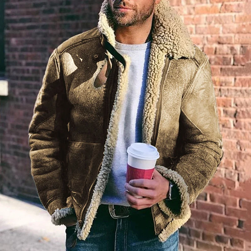 Herren Pilotenjacke mit Sherpa-Innenfutter und Wildlederoptik Nord Taschen
