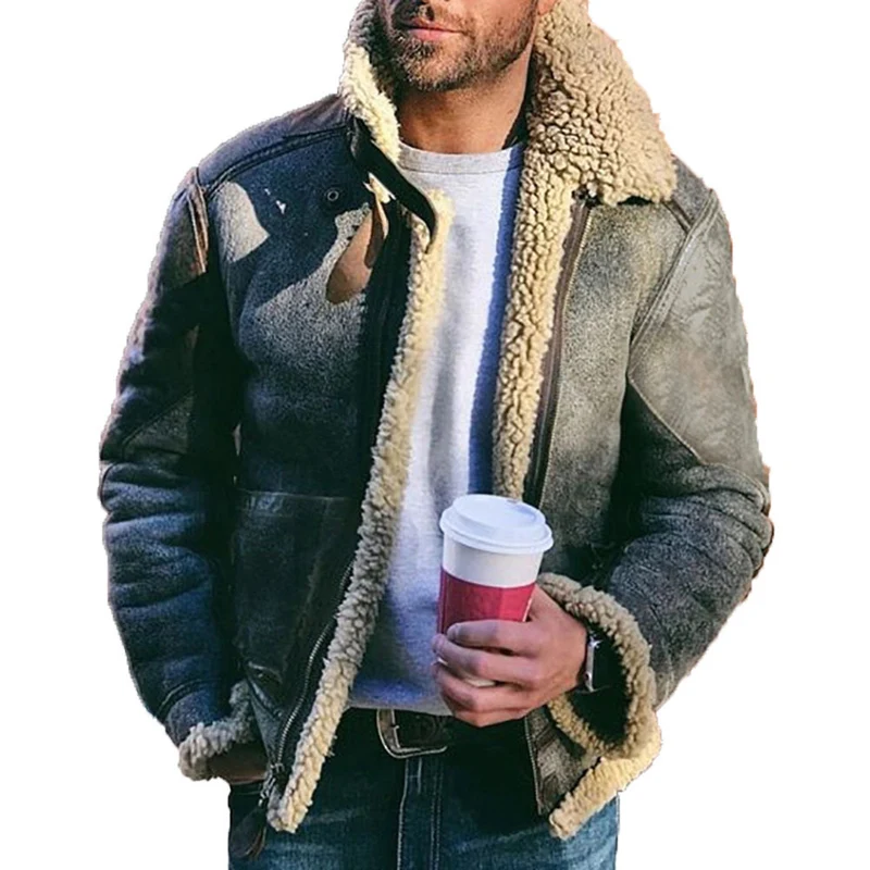 Herren Pilotenjacke mit Sherpa-Innenfutter und Wildlederoptik Nord Taschen