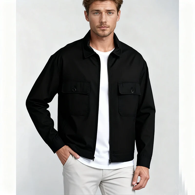 Herren Overshirt im Workwear-Stil mit durchgehendem Reißverschluss und aufgesetzten Brusttaschen Nord Taschen