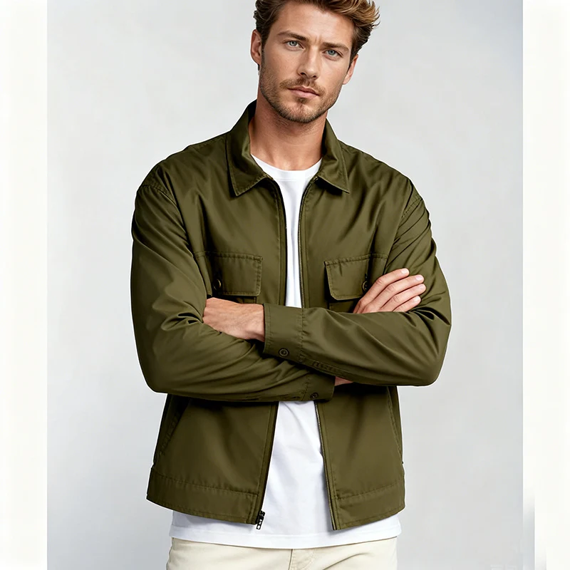 Herren Overshirt im Workwear-Stil mit durchgehendem Reißverschluss und aufgesetzten Brusttaschen Nord Taschen