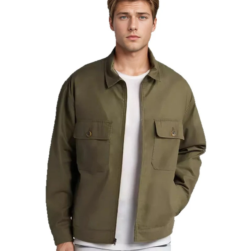 Herren Overshirt im Workwear-Stil mit durchgehendem Reißverschluss und aufgesetzten Brusttaschen Nord Taschen