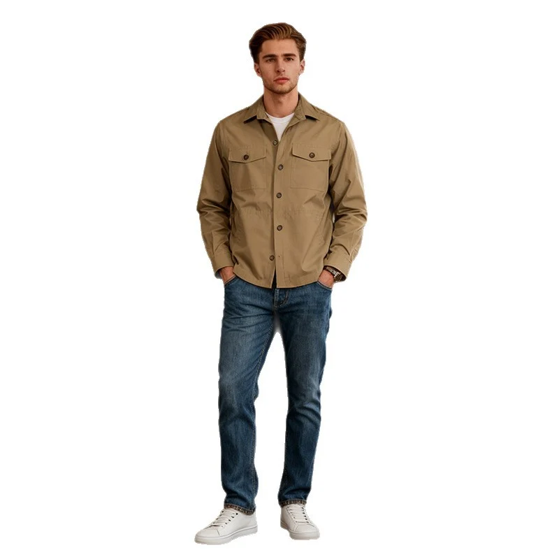 Herren Overshirt aus Baumwoll-Twill mit aufgesetzten Brusttaschen Nord Taschen