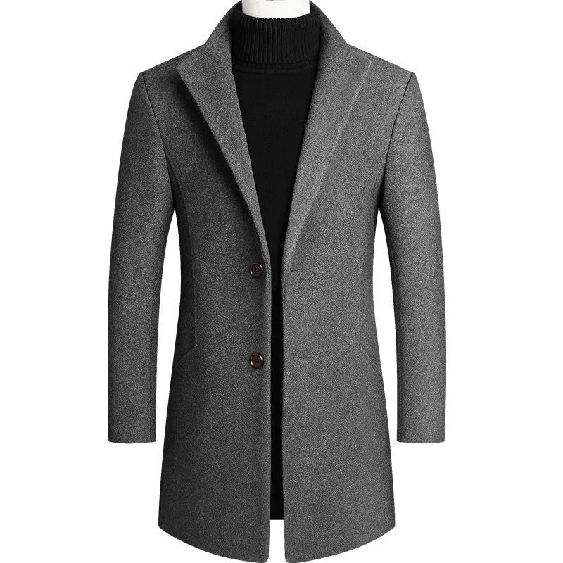 Herren Moderner Wollmix-Kurzmantel mit schlanker Silhouette, Reverskragen und Zweiknopfverschluss Nord Taschen
