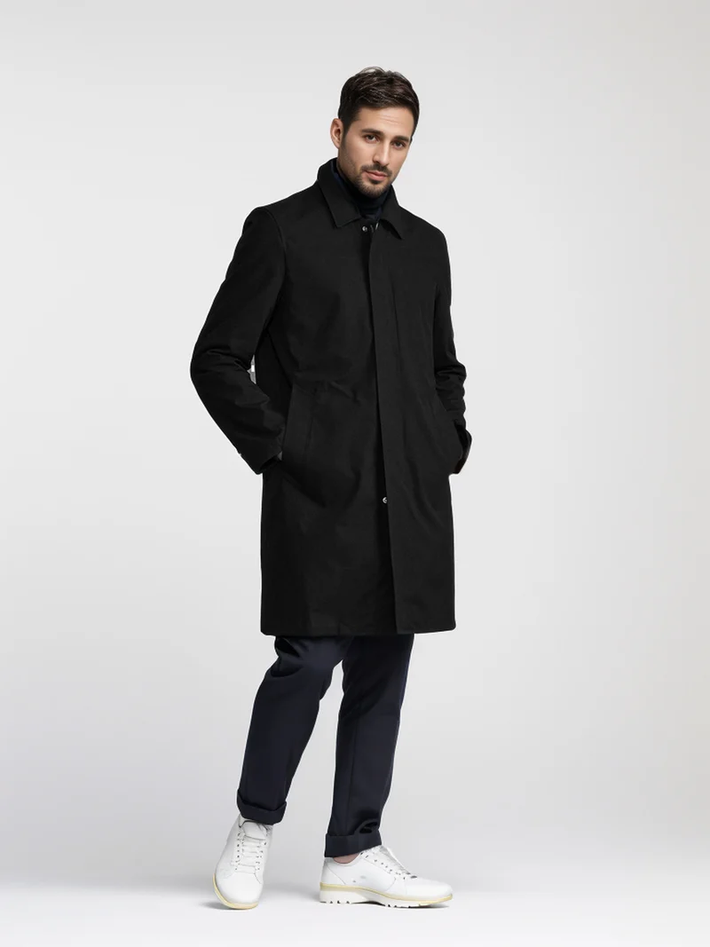 Herren Mid-Length Einreihiger Mantel mit verdeckter Knopfleiste und taillierter Silhouette Nord Taschen