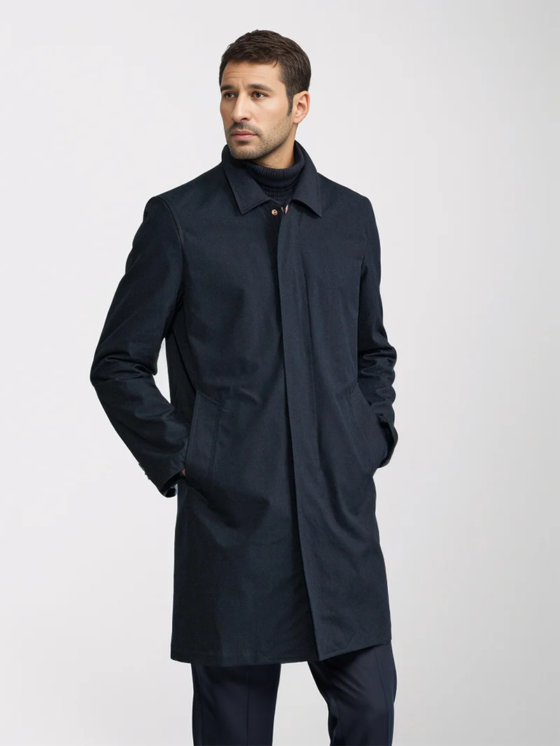 Herren Mid-Length Einreihiger Mantel mit verdeckter Knopfleiste und taillierter Silhouette Nord Taschen