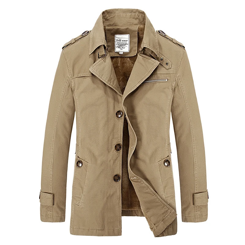Herren militärisch inspirierter Kurzmantel mit Teddyfleece‑Innenlage und Reißverschluss‑Brusttasche Nord Taschen