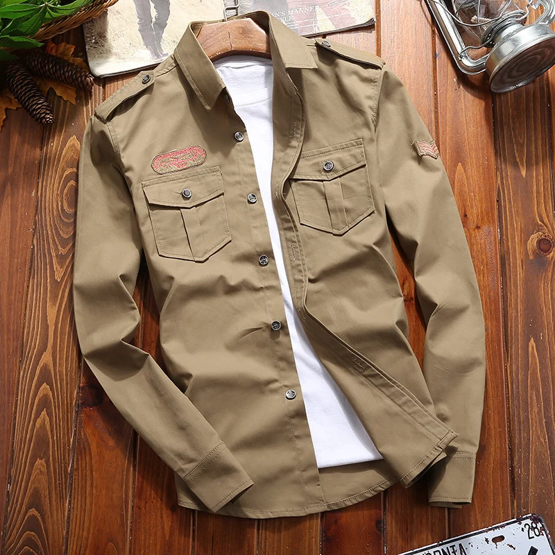 Herren Militärinspirierte Utility‑Hemdjacke mit Schulterklappen und Pattentaschen Nord Taschen