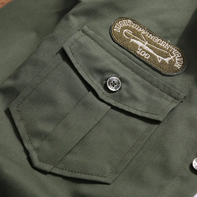 Herren Militärinspirierte Utility‑Hemdjacke mit Schulterklappen und Pattentaschen Nord Taschen