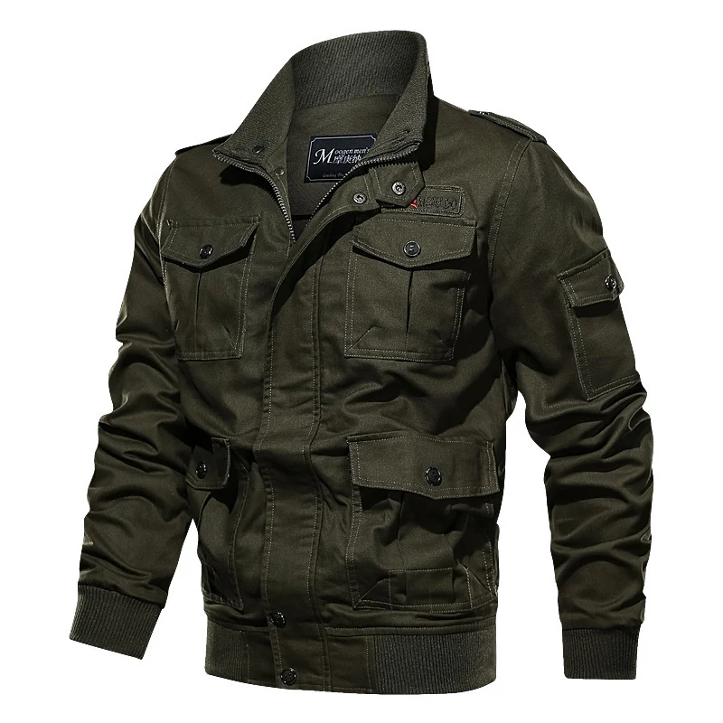 Herren Militärinspirierte Canvas‑Fieldjacke mit Epauletten, Mehrfach‑Taschen und geripptem Bund Nord Taschen
