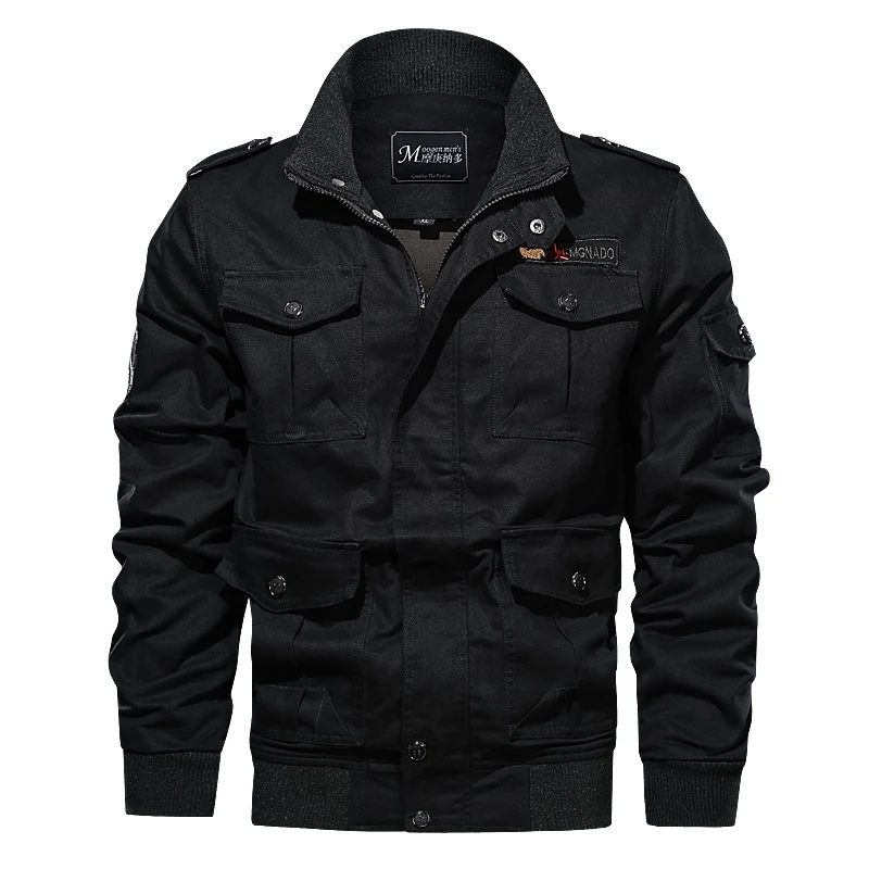 Herren Militärinspirierte Canvas‑Fieldjacke mit Epauletten, Mehrfach‑Taschen und geripptem Bund Nord Taschen