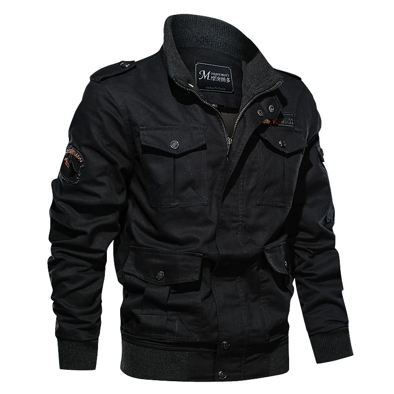 Herren Militärinspirierte Canvas‑Fieldjacke mit Epauletten, Mehrfach‑Taschen und geripptem Bund Nord Taschen