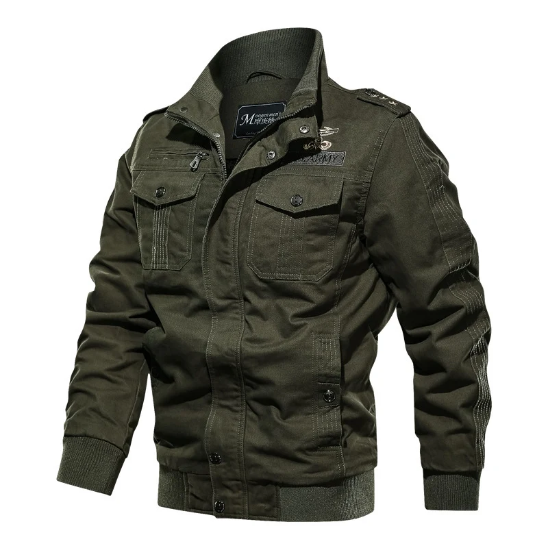 Herren Militärinspirierte Canvas‑Fieldjacke mit Epauletten, Brustpattentaschen und Rippbündchen Nord Taschen