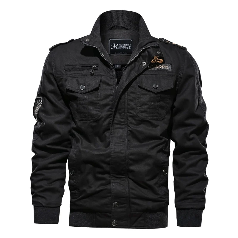 Herren Militärinspirierte Canvas‑Fieldjacke mit Epauletten, Brustpattentaschen und Rippbündchen Nord Taschen