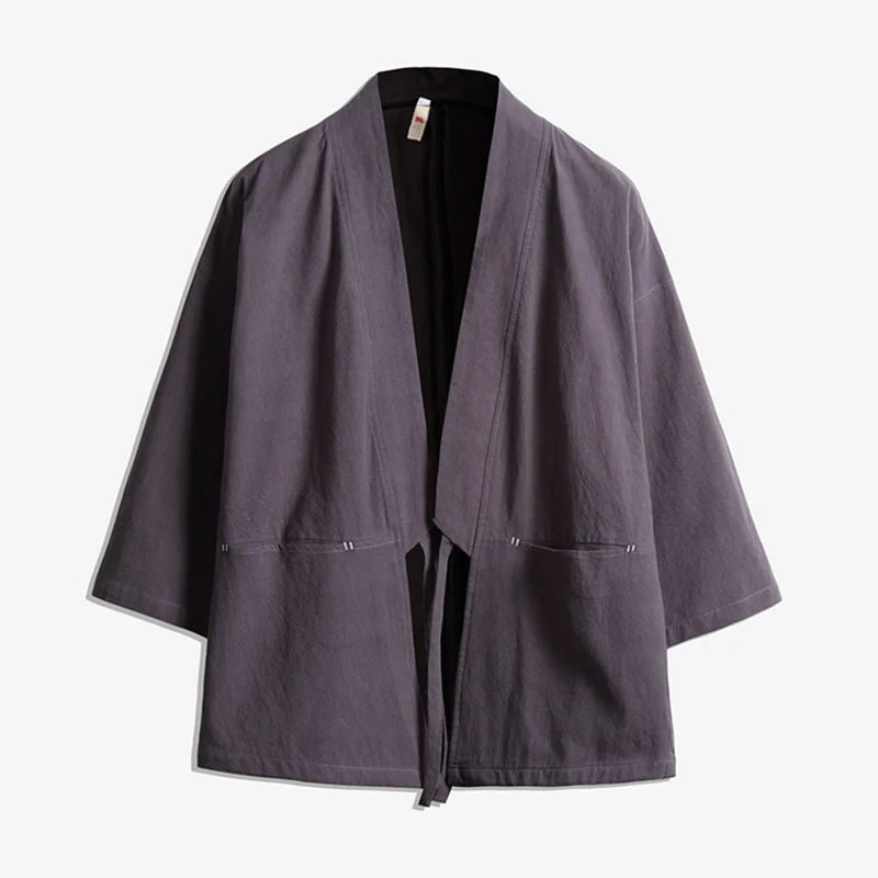 Unisex Kimono-Jacke im Oversize‑Schnitt aus leichter Baumwollmischung mit Bindegürtel Nord Taschen