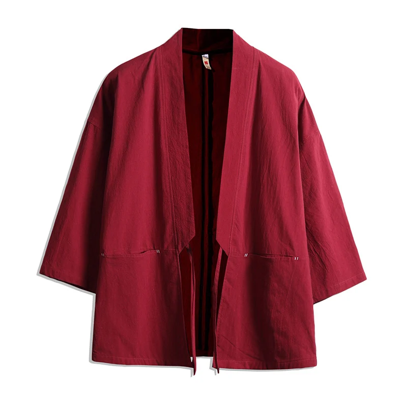 Unisex Kimono-Jacke im Oversize‑Schnitt aus leichter Baumwollmischung mit Bindegürtel Nord Taschen
