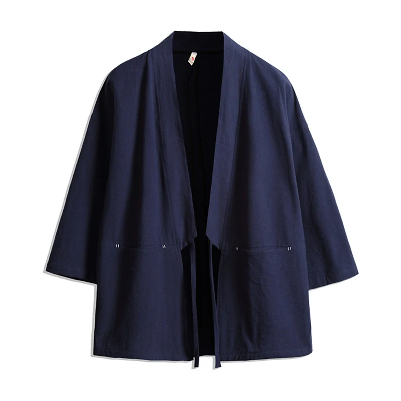 Unisex Kimono-Jacke im Oversize‑Schnitt aus leichter Baumwollmischung mit Bindegürtel Nord Taschen