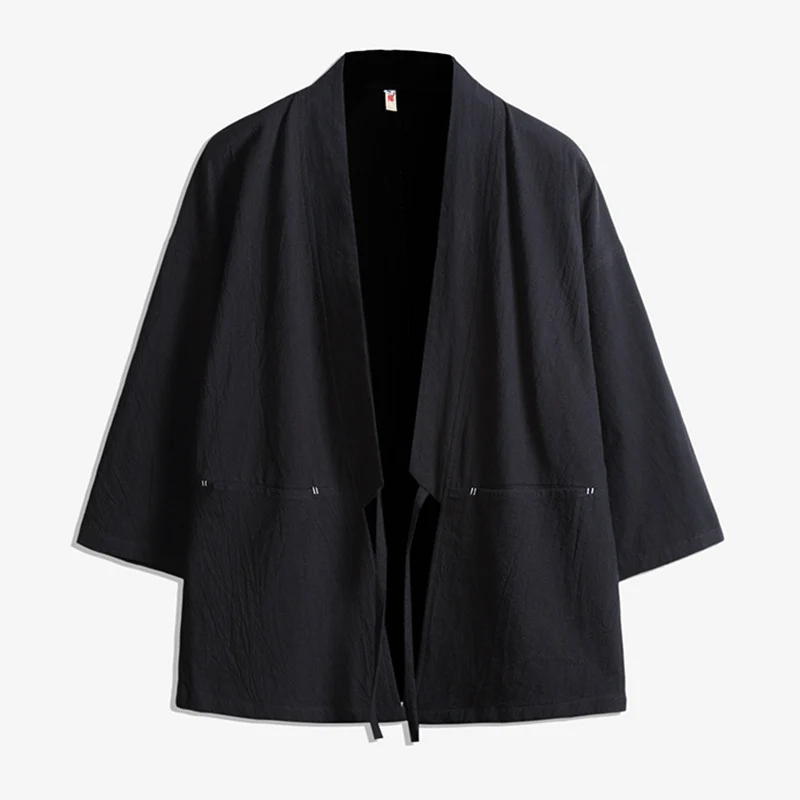 Unisex Kimono-Jacke im Oversize‑Schnitt aus leichter Baumwollmischung mit Bindegürtel Nord Taschen