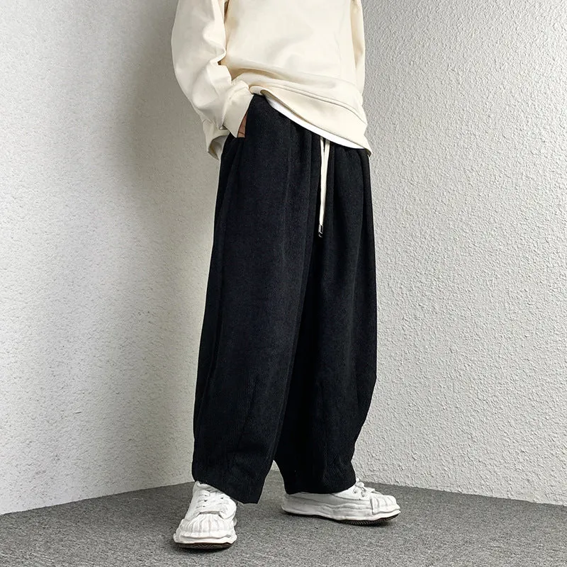 Unisex Extraweit geschnittene Cord-Loungehose mit Tunnelzug und elastischen Bündchen Nord Taschen