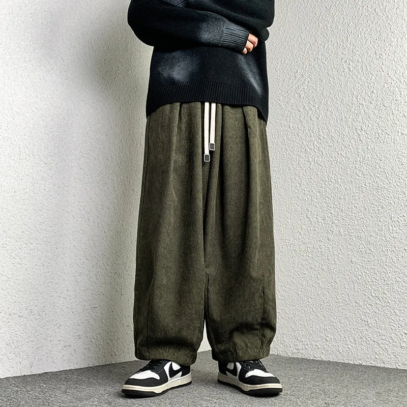Unisex Extraweit geschnittene Cord-Loungehose mit Tunnelzug und elastischen Bündchen Nord Taschen