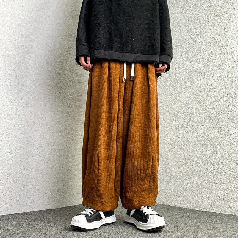 Unisex Extraweit geschnittene Cord-Loungehose mit Tunnelzug und elastischen Bündchen Nord Taschen