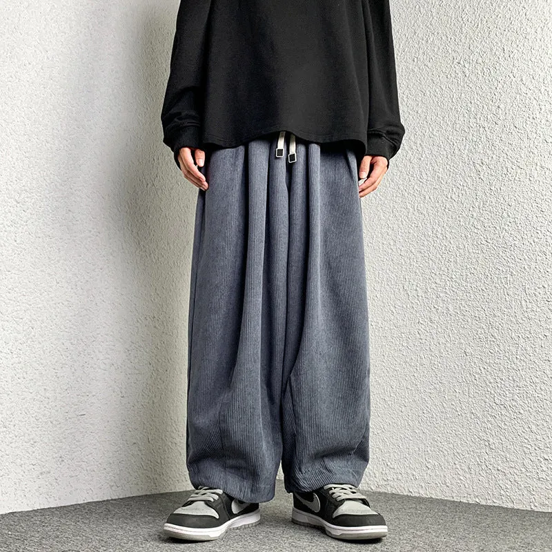 Unisex Extraweit geschnittene Cord-Loungehose mit Tunnelzug und elastischen Bündchen Nord Taschen