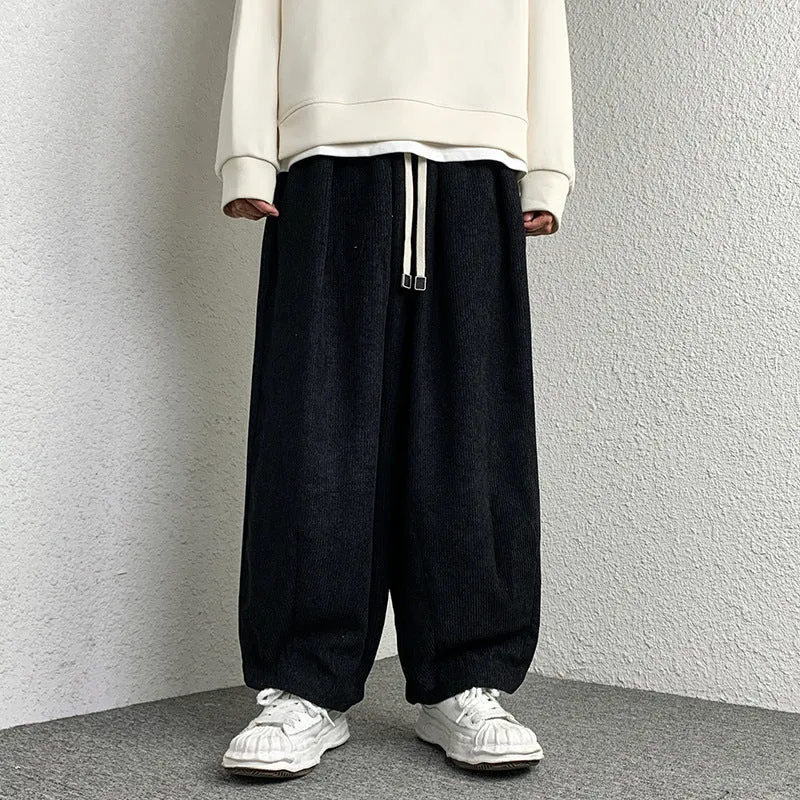 Unisex Extraweit geschnittene Cord-Loungehose mit Tunnelzug und elastischen Bündchen Nord Taschen