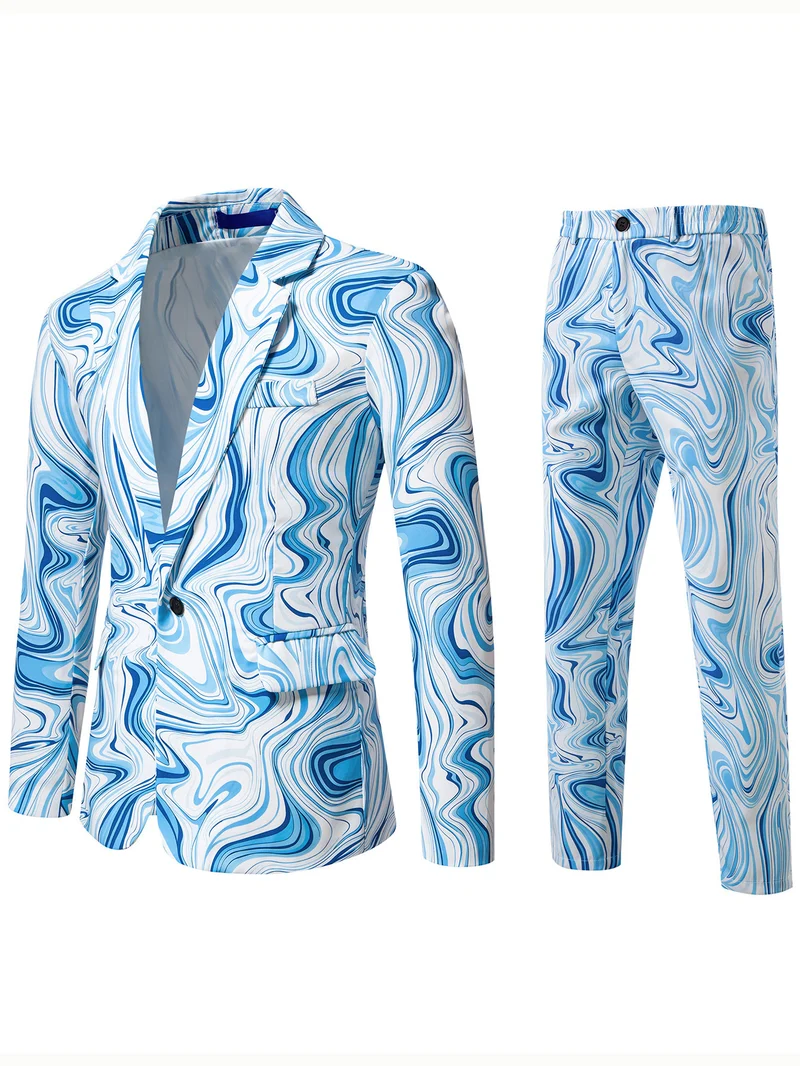 Herren Zweiteiliges Statement-Sakko und Anzughose mit psychedelischem Swirl-Print Nord Taschen
