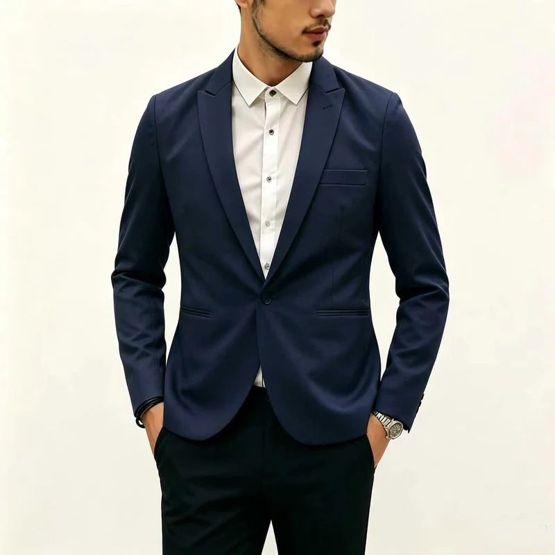 Herren Zweiteiliges Slim‑Fit Anzugset mit schmalem Revers und Stretchgewebe Nord Taschen
