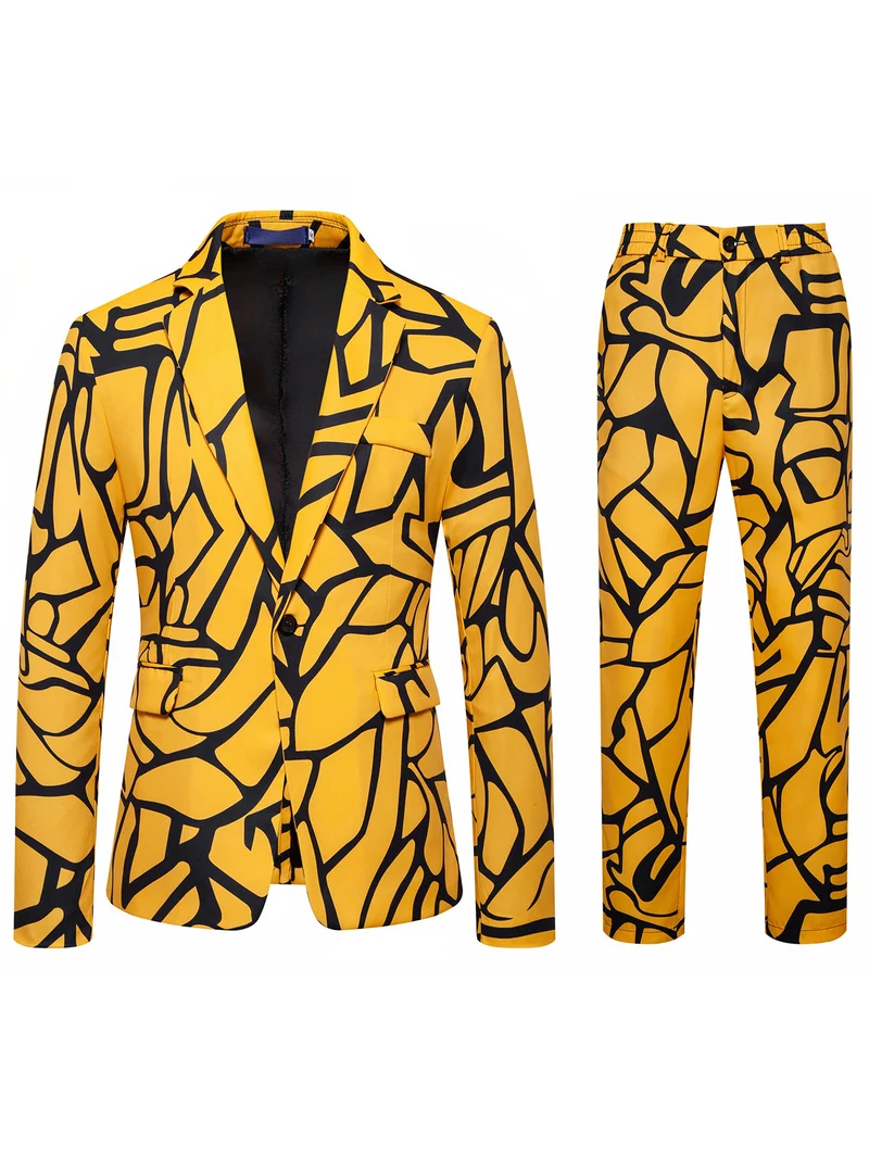 Herren Zweiteiliges Satin-Anzugsset mit grafischem Allover‑Print und schmaler Silhouette Nord Taschen
