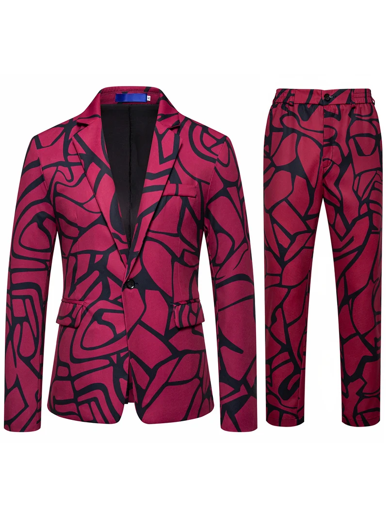 Herren Zweiteiliges Satin-Anzugsset mit grafischem Allover‑Print und schmaler Silhouette Nord Taschen