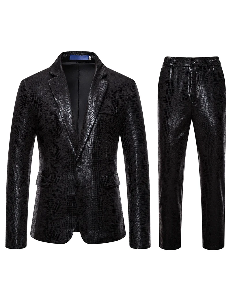 Herren Zweiteiliges Glamour-Anzugset mit metallischem Kroko-Effekt und schmaler Silhouette Nord Taschen