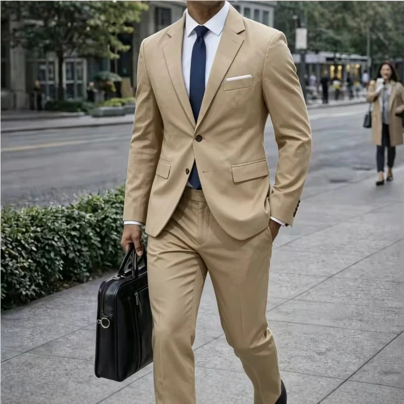 Herren Zweiteiliger Slim-Fit Businessanzug mit tailliertem Revers und schlanker Anzughose Nord Taschen
