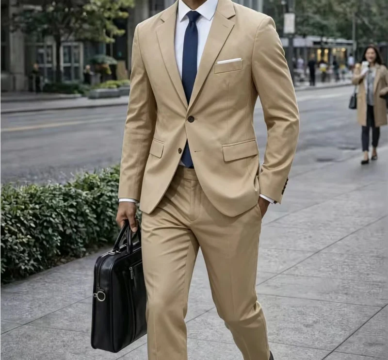 Herren Zweiteiliger Slim-Fit Businessanzug mit tailliertem Revers und schlanker Anzughose Nord Taschen