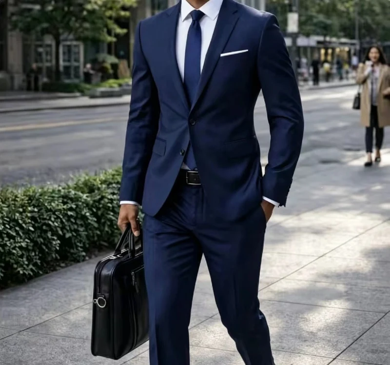 Herren Zweiteiliger Slim-Fit Businessanzug mit tailliertem Revers und schlanker Anzughose Nord Taschen