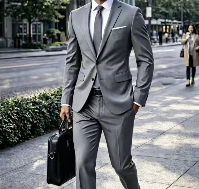 Herren Zweiteiliger Slim-Fit Businessanzug mit tailliertem Revers und schlanker Anzughose Nord Taschen