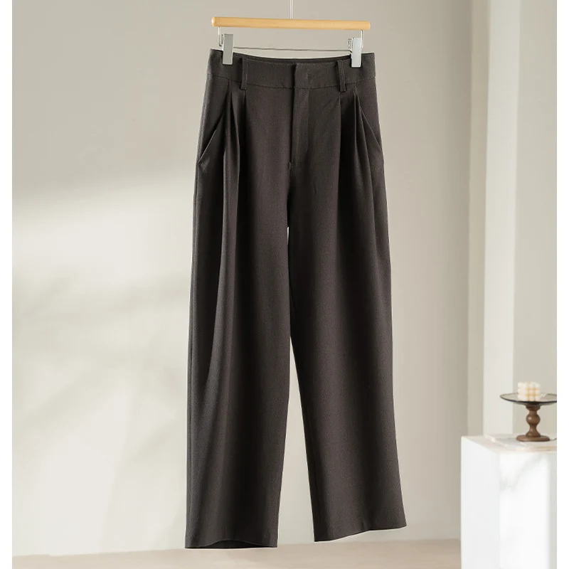 Damen Hochgeschnittene Bügelfalten-Hose mit weitem Bein, Bundfalten und Eingrifftaschen Nord Taschen