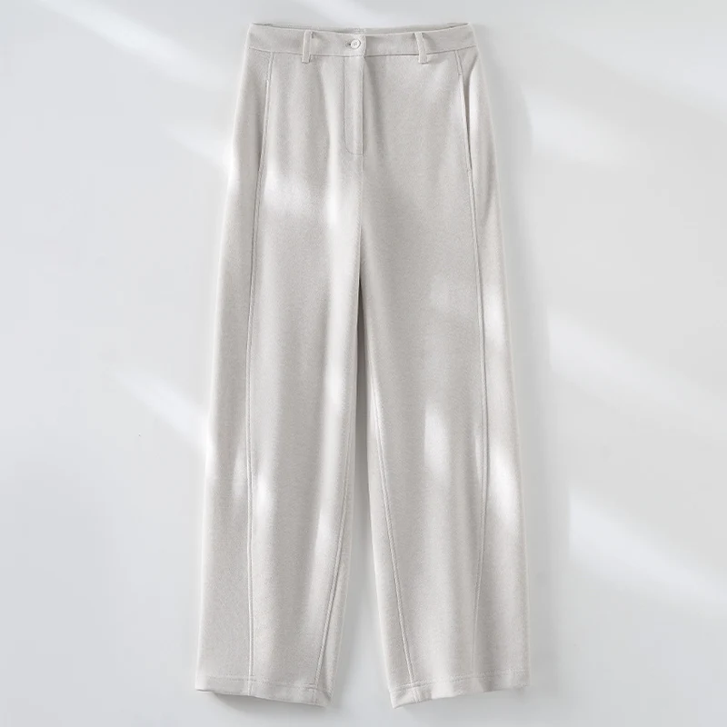 Damen High-Waist-Hose mit Bügelfalte und geradem Bein Nord Taschen