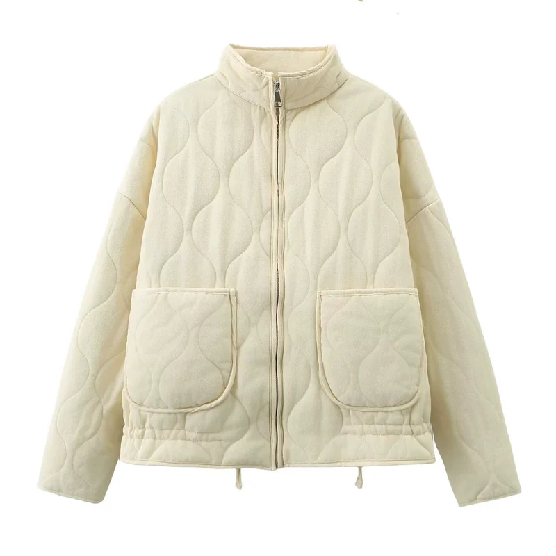 Damen gesteppte Quiltjacke mit Stehkragen und aufgesetzten Taschen Nord Taschen