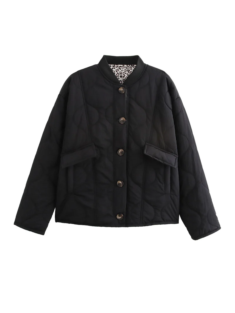 Damen Gepolsterte Steppjacke im Boxy‑Schnitt mit Rundhalsausschnitt und aufgesetzten Taschen Nord Taschen