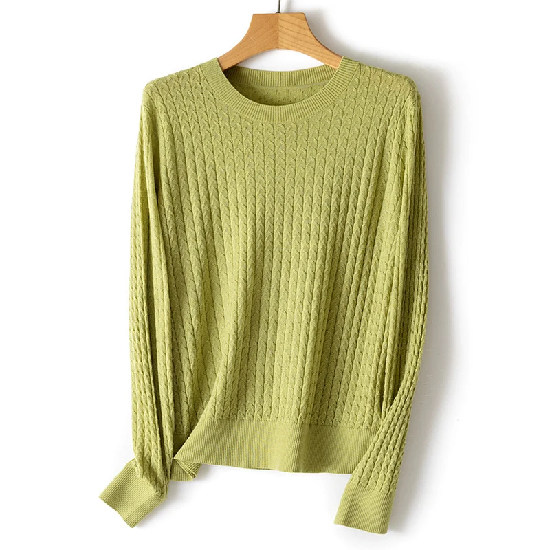 Damen Feinstrickpullover mit Zopfstrickmuster und Rundhalsausschnitt Nord Taschen